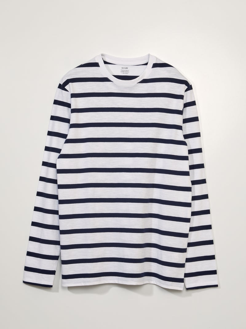T-shirt estilo marinheiro de manga comprida +1,90 m Branco - Kiabi