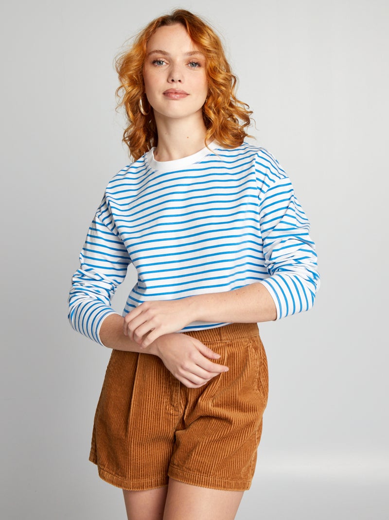 T-shirt estilo marinheiro em jersey Azul - Kiabi