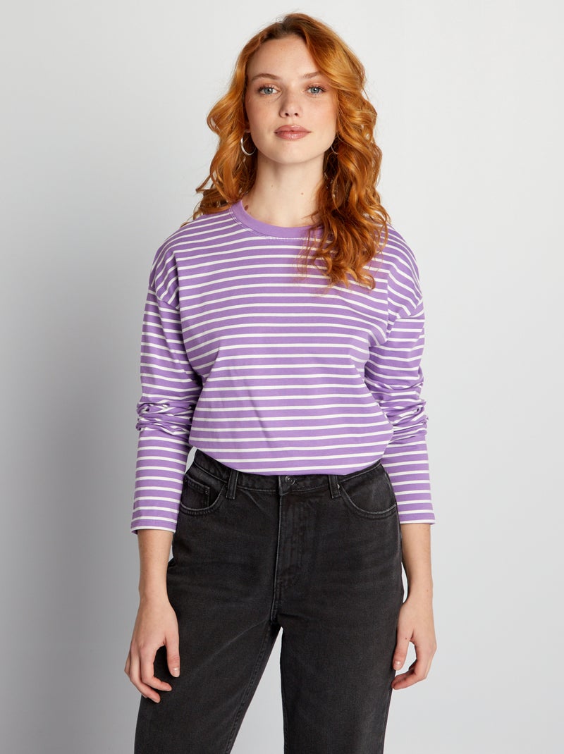 T-shirt estilo marinheiro em jersey Roxo - Kiabi