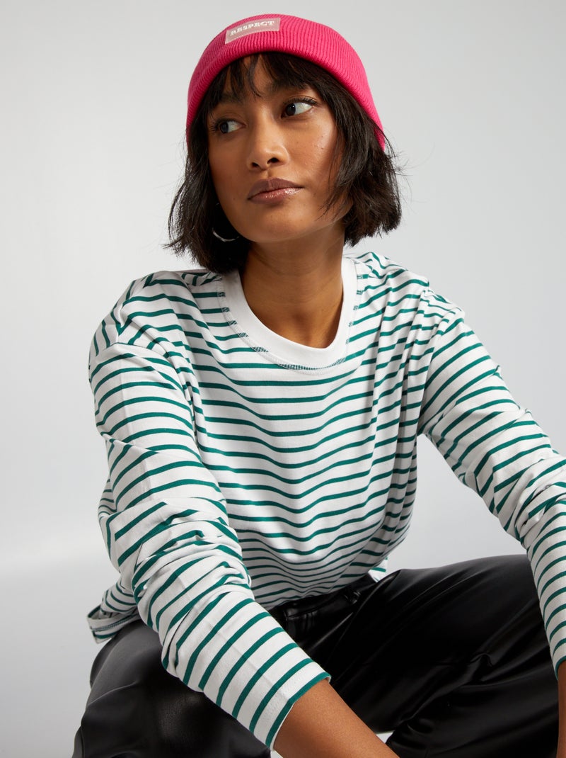 T-shirt estilo marinheiro em jersey Verde - Kiabi