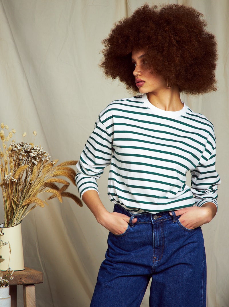 T-shirt estilo marinheiro em jersey Verde - Kiabi
