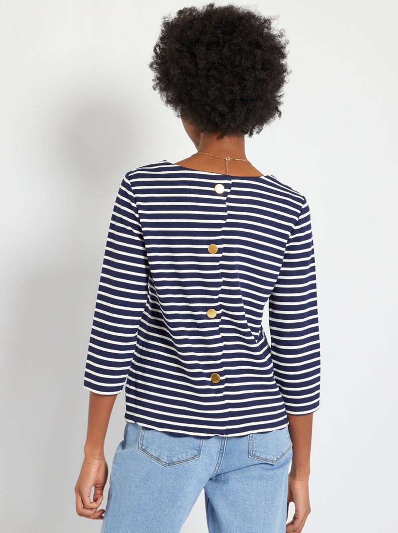 T-shirt estilo marinheiro manga comprida AZUL - Kiabi