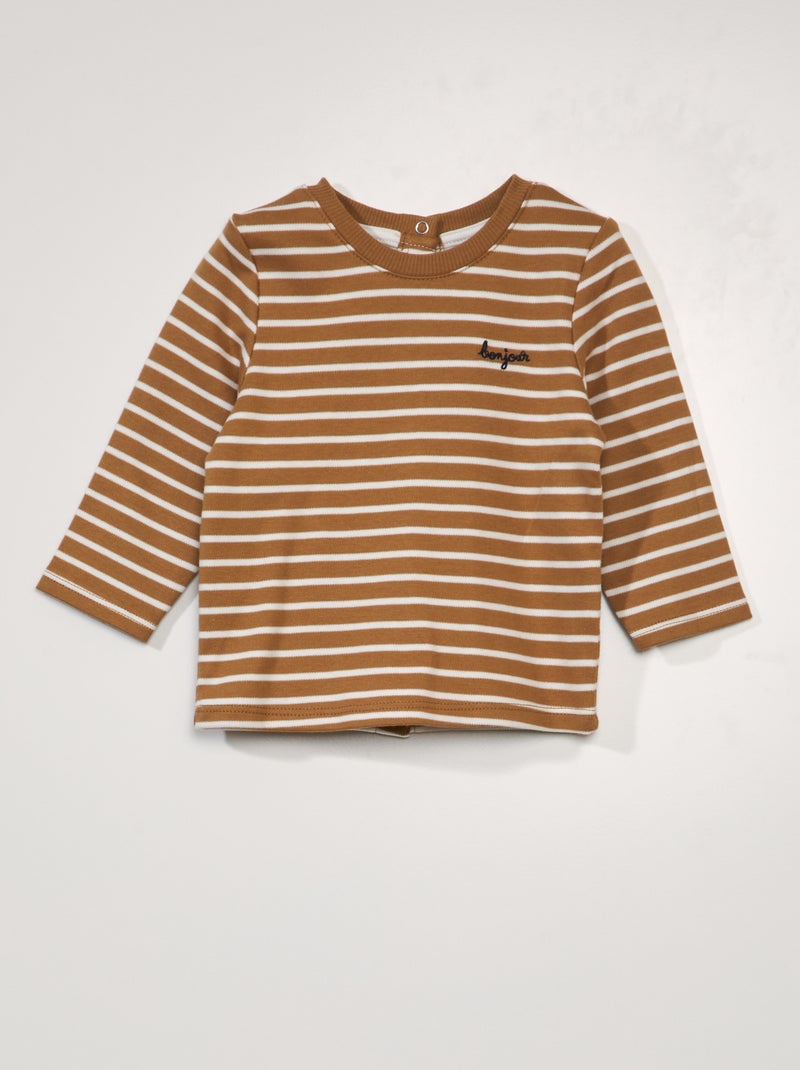 T-shirt estilo marinheiro MARROM - Kiabi