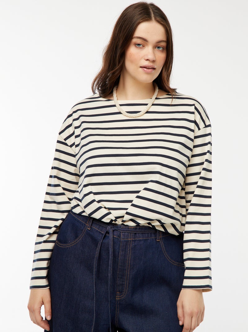 T-shirt estilo marinheiro oversize Branco - Kiabi