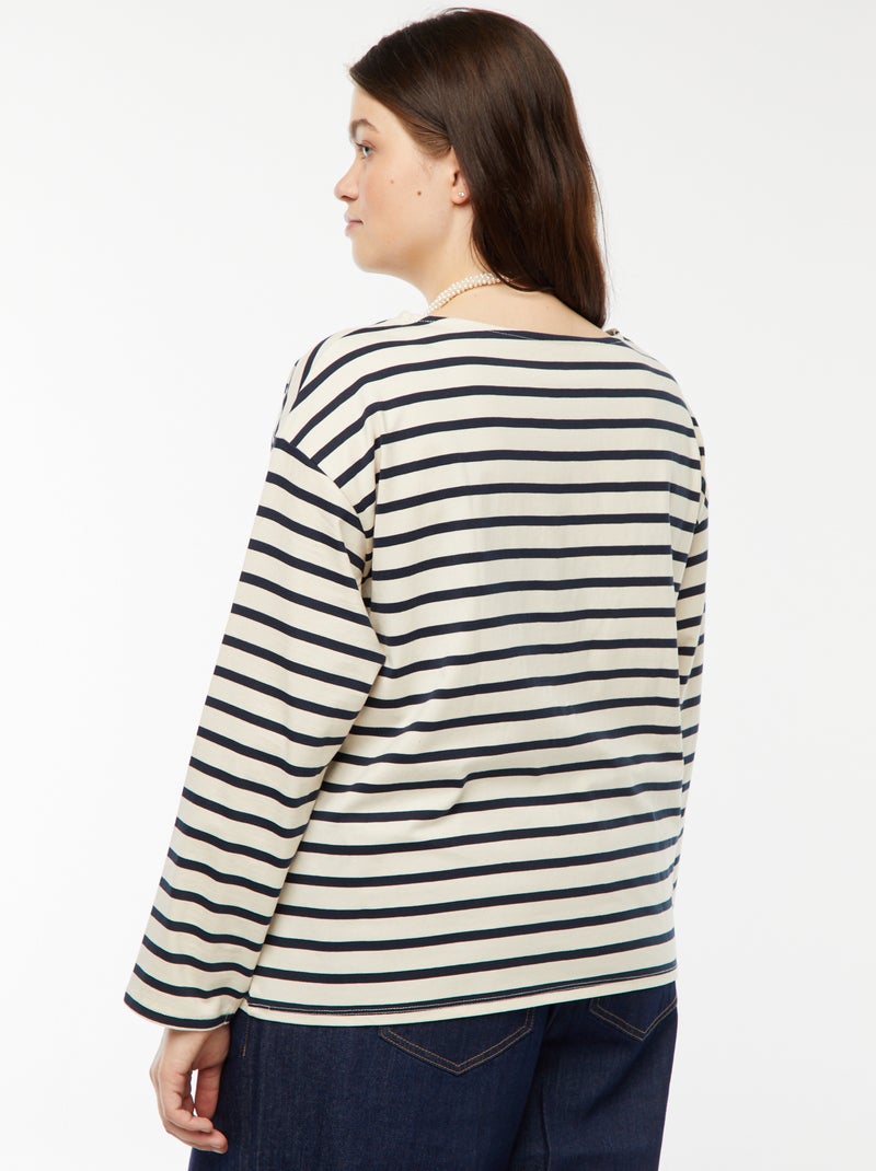 T-shirt estilo marinheiro oversize Branco - Kiabi