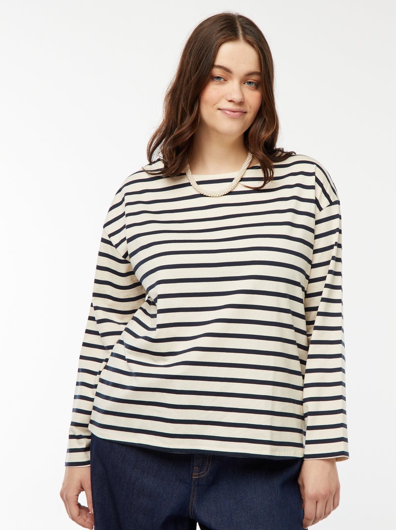 T-shirt estilo marinheiro oversize Branco - Kiabi