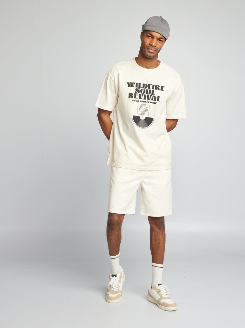 T-shirt estilo oversize com estampado BRANCO - Kiabi