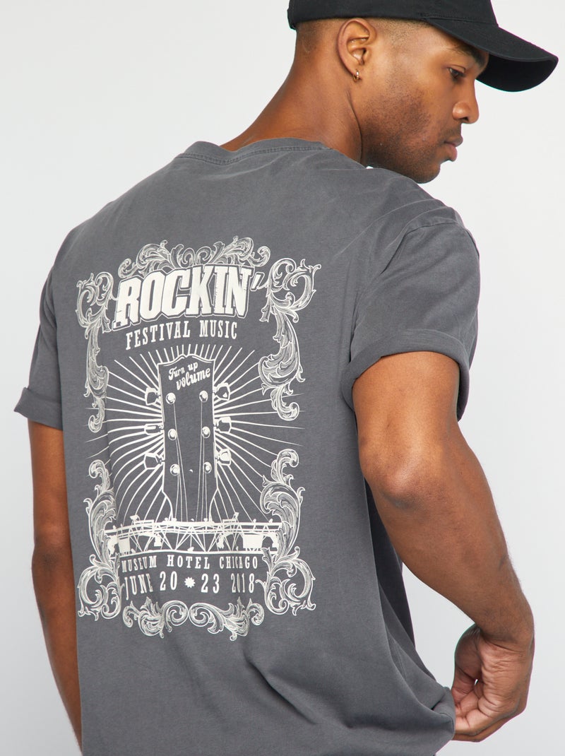 T-shirt estilo oversize com estampado CINZA - Kiabi