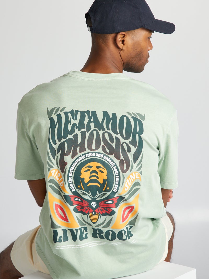T-shirt estilo oversize com estampado VERDE - Kiabi