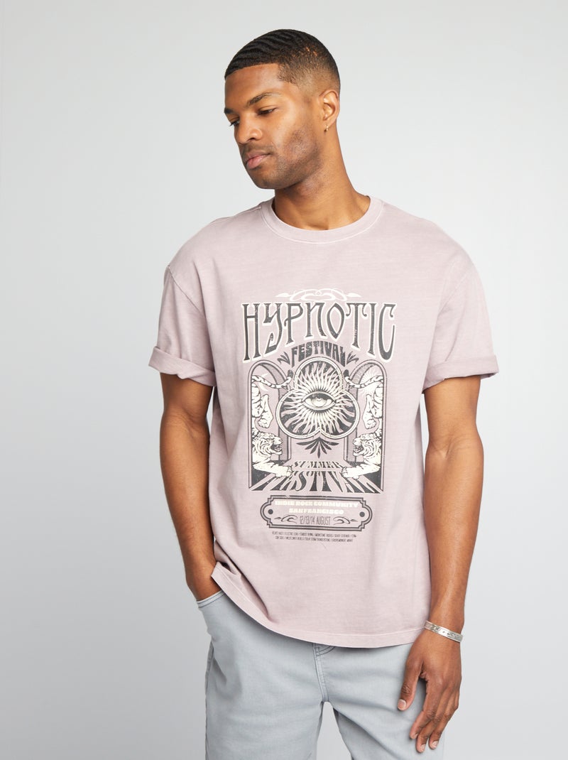T-shirt estilo oversize com estampado VIOLETA - Kiabi