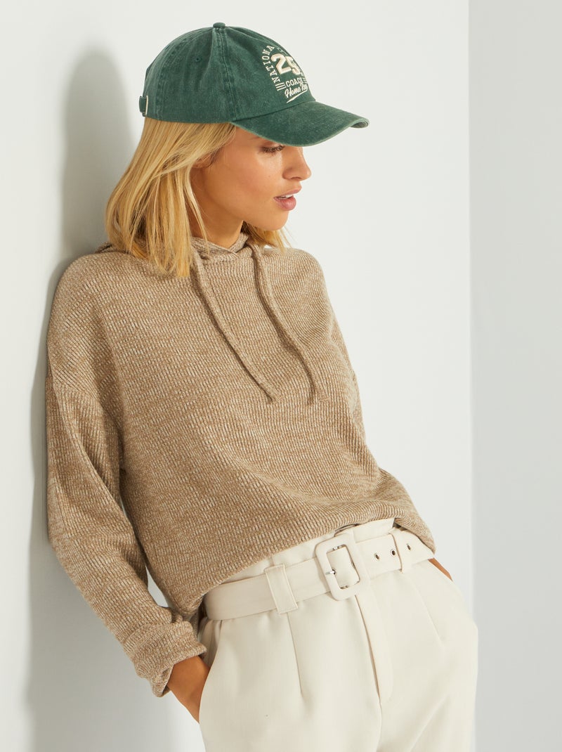T-shirt estilo sweatshirt com capuz BEGE - Kiabi