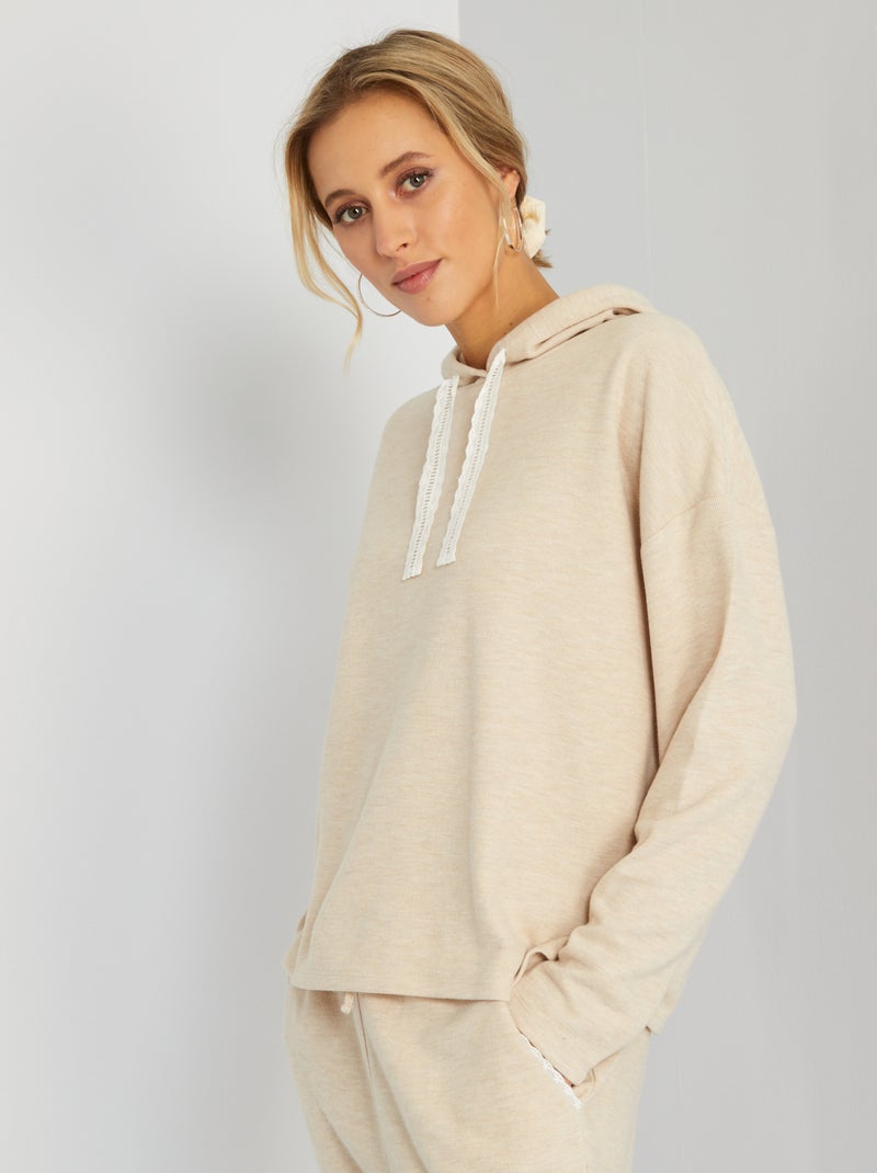 T-shirt estilo sweatshirt com capuz BEGE - Kiabi