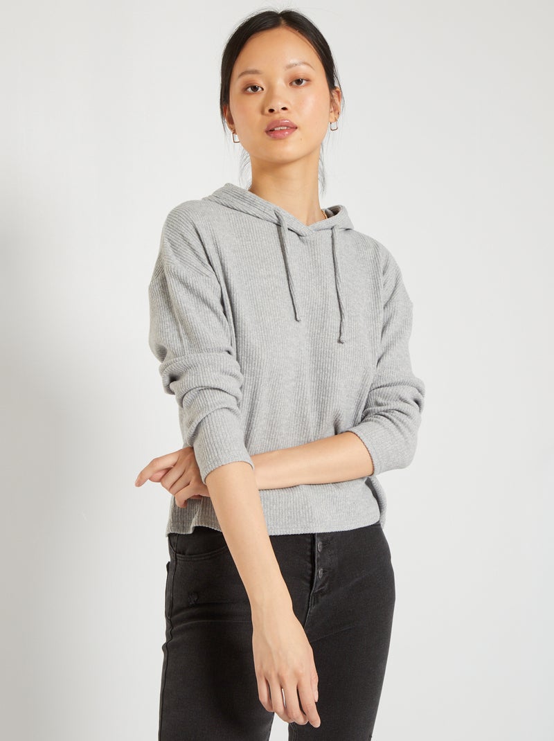 T-shirt estilo sweatshirt com capuz CINZA - Kiabi
