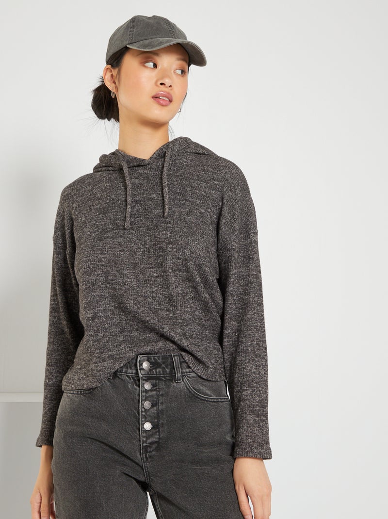 T-shirt estilo sweatshirt com capuz CINZA - Kiabi