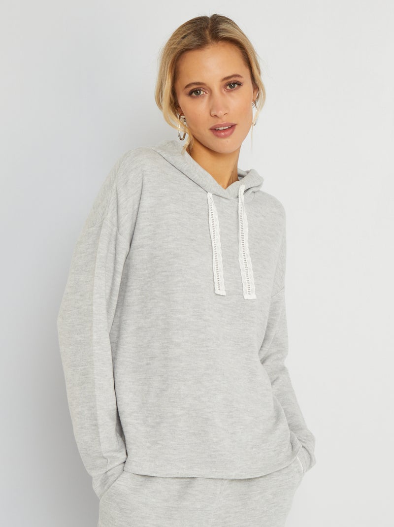 T-shirt estilo sweatshirt com capuz CINZA - Kiabi
