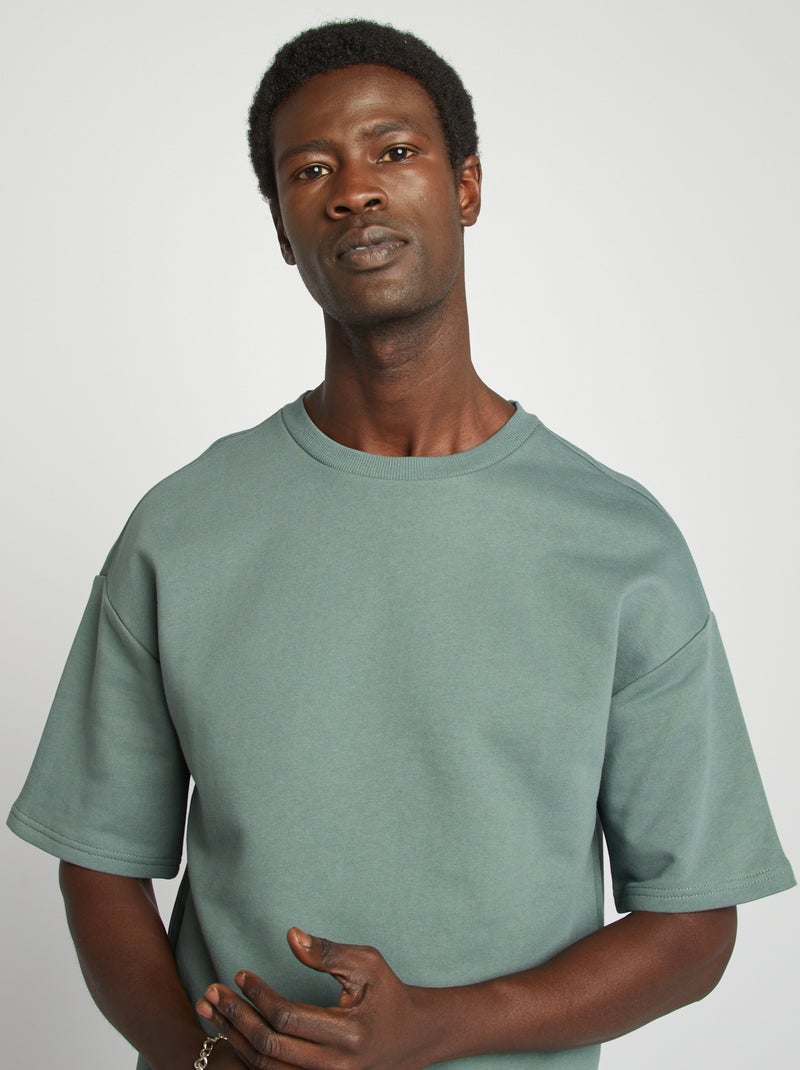 T-shirt estilo sweatshirt em moletão VERDE - Kiabi