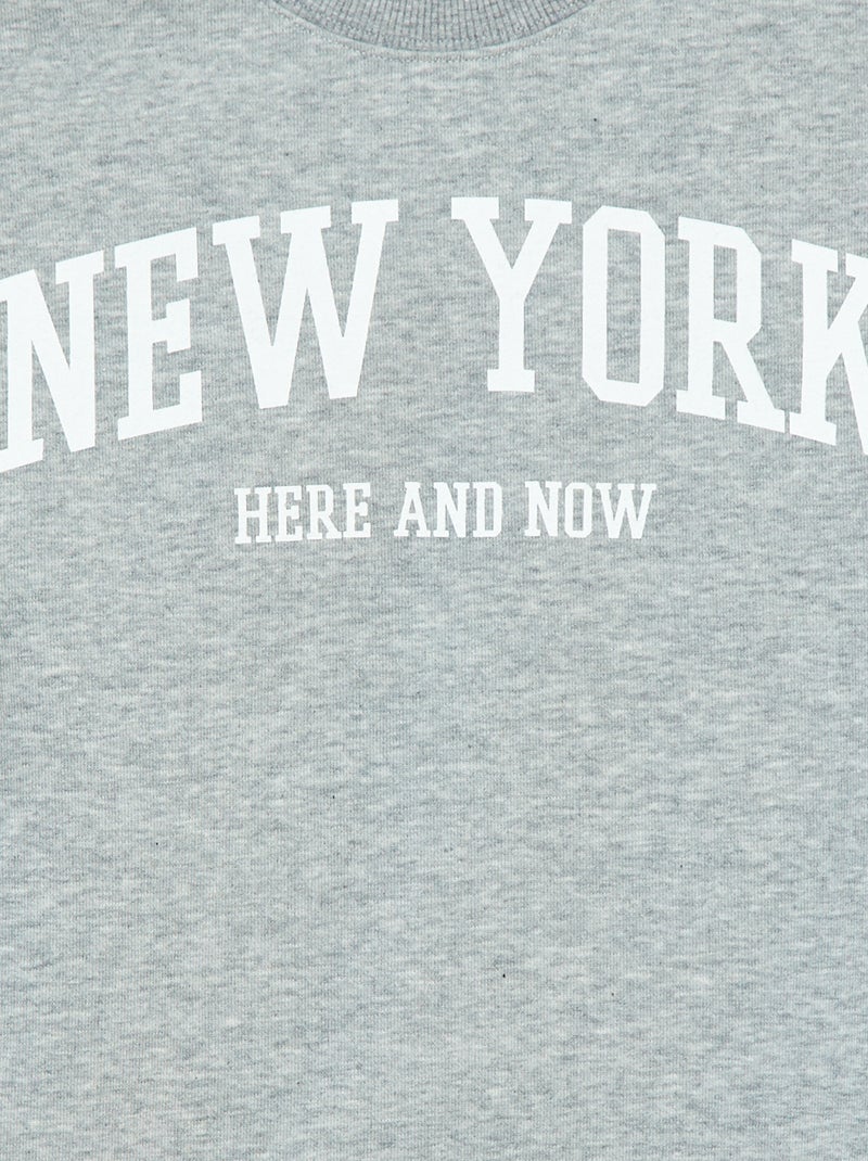 T-shirt estilo universitário de manga curta Cinza - Kiabi