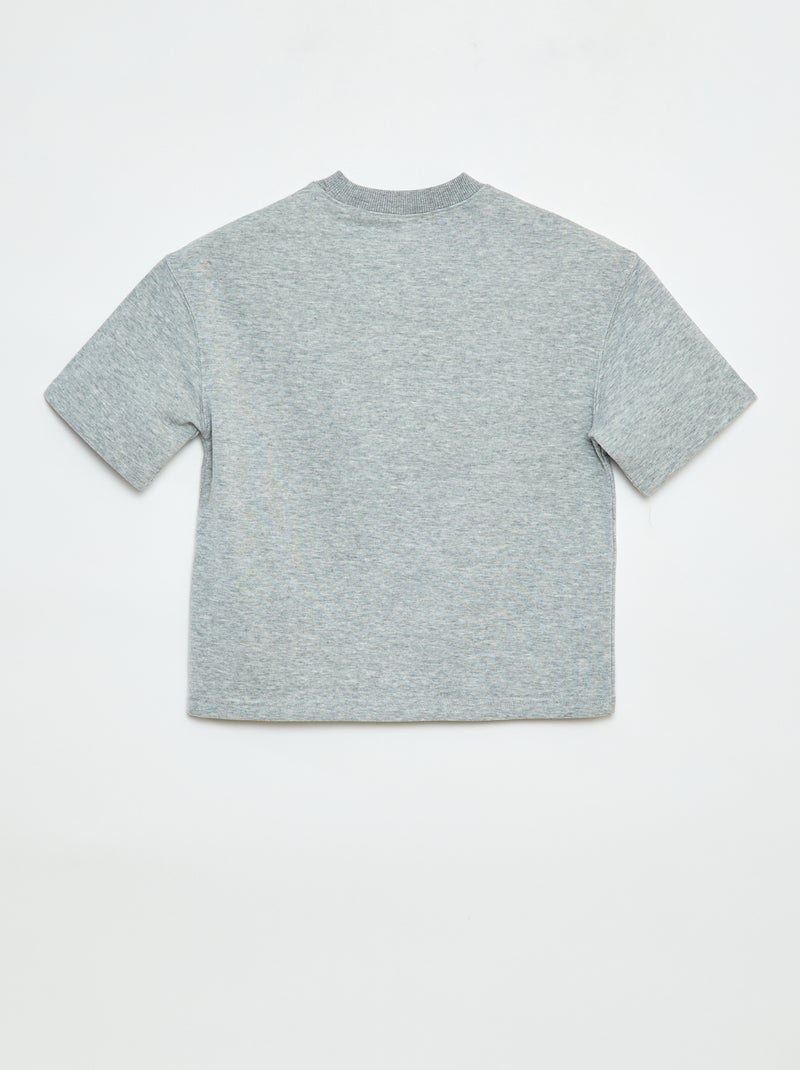 T-shirt estilo universitário de manga curta Cinza - Kiabi