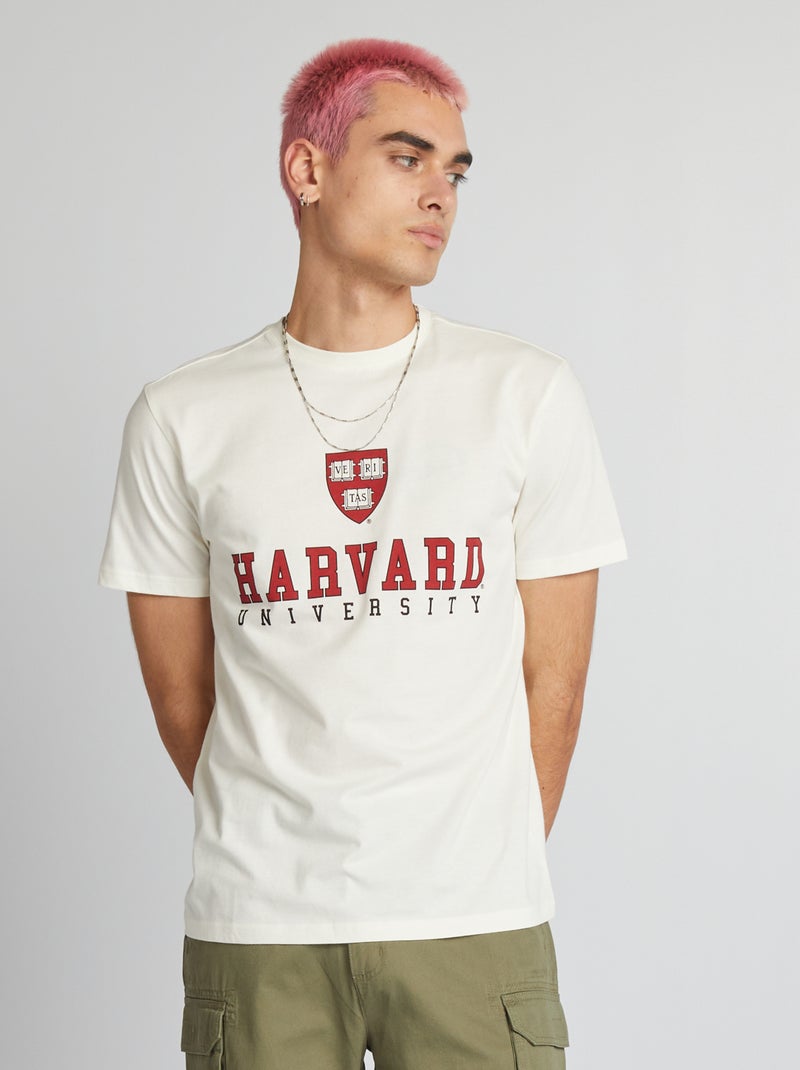 T-shirt 'estilo universitário Harvard' Branco - Kiabi