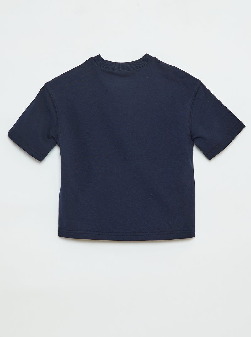 T-shirt estilo universitário manga curta Azul - Kiabi