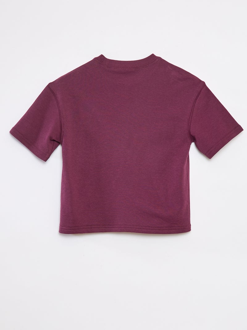 T-shirt estilo universitário manga curta Castanho - Kiabi