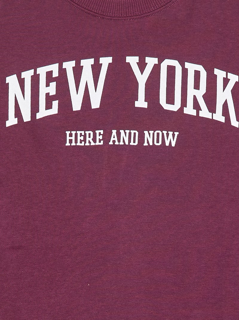 T-shirt estilo universitário manga curta Castanho - Kiabi