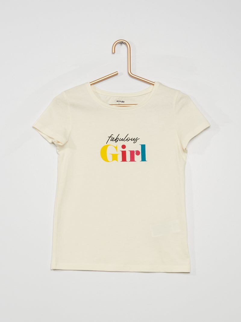 T-shirt 'Fabulous girl' BRANCO - Kiabi