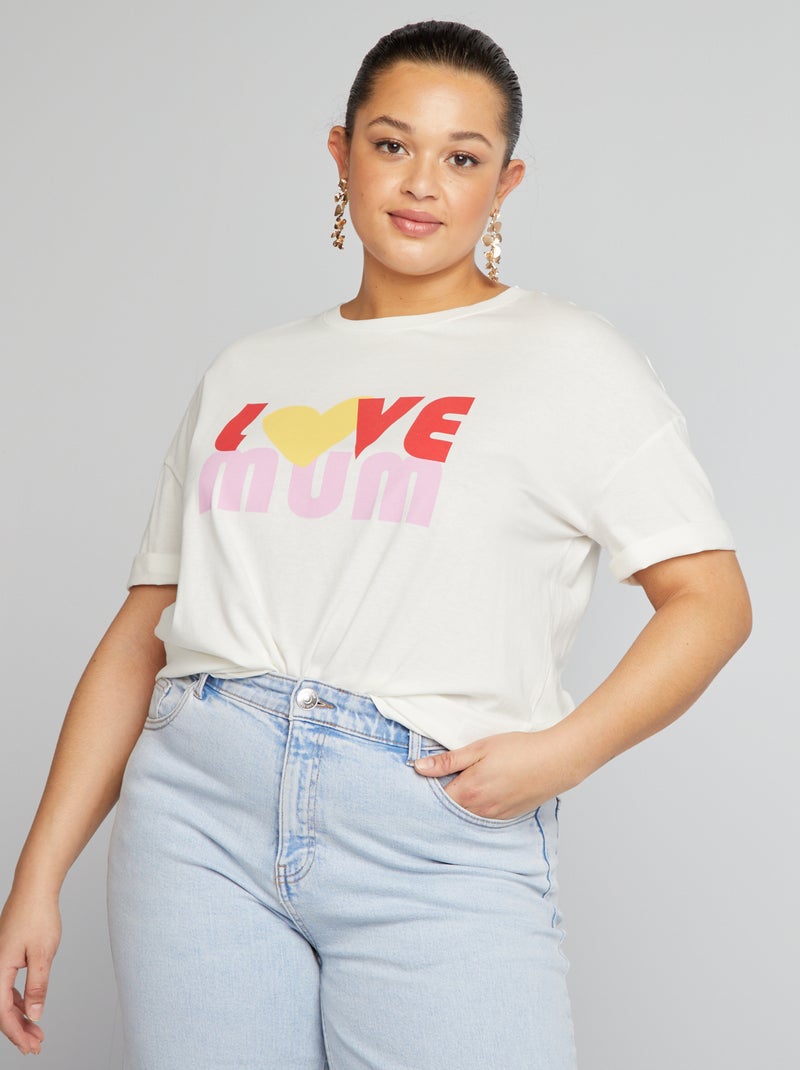 T-shirt 'famille' de manga curta BRANCO - Kiabi