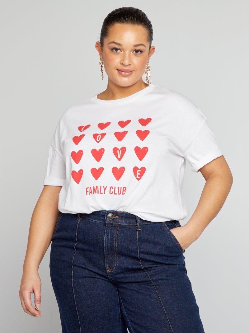 T-shirt 'famille' de manga curta BRANCO - Kiabi