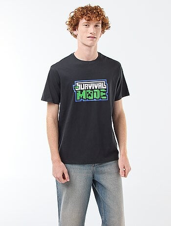 T-shirt 'Fashion UK' 'Minecraft' em algodão
