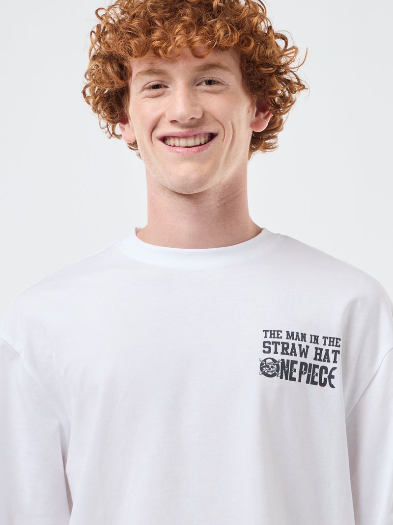 T-shirt 'fashion UK' One piece' manga curta Branco - Kiabi