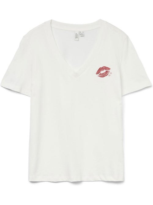 T-Shirt Feminina Branca Vero Moda Feyola - Kiabi