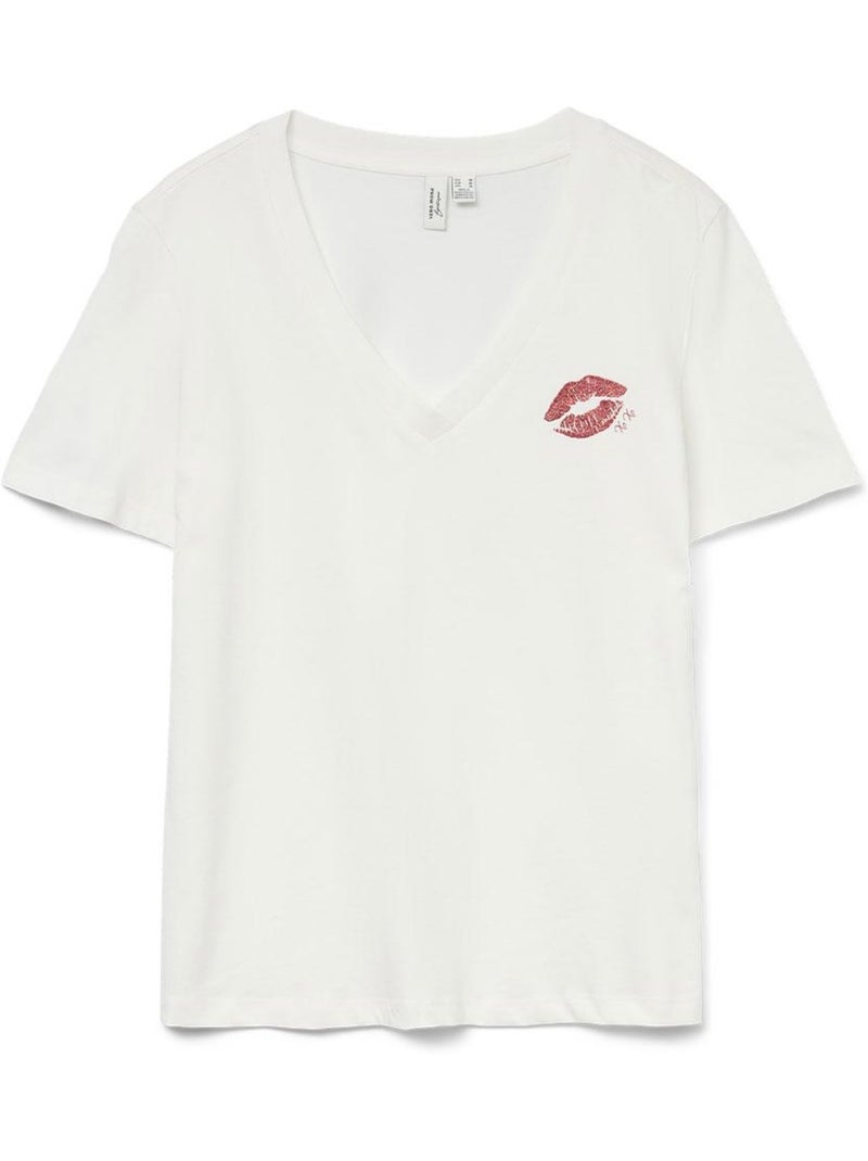 T-Shirt Feminina Branca Vero Moda Feyola Branco - Kiabi