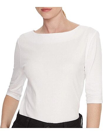 T-Shirt Calvin Klein Jeans Half Supima Barco Preto para Mulher