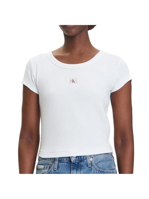 T-Shirt Feminina Calvin Klein Label 2x2 Branco - Kiabi T-Shirt Feminina Calvin Klein Label 2x2 Branco - Kiabi