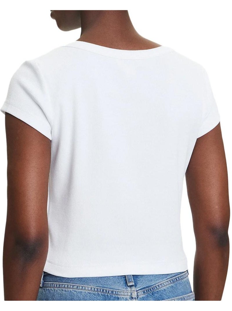 T-Shirt Feminina Calvin Klein Label 2x2 Branco Branco - Kiabi