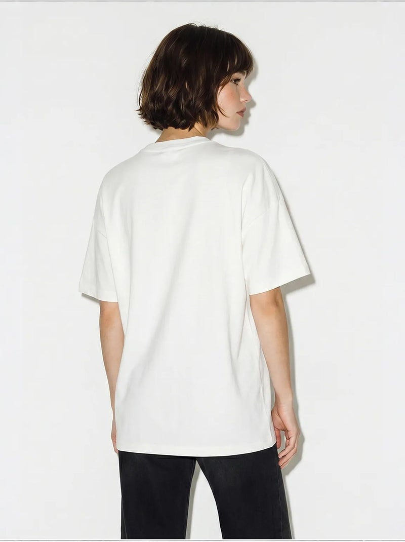 T-shirt feminina de algodão e elastano lucci Branco - Kiabi