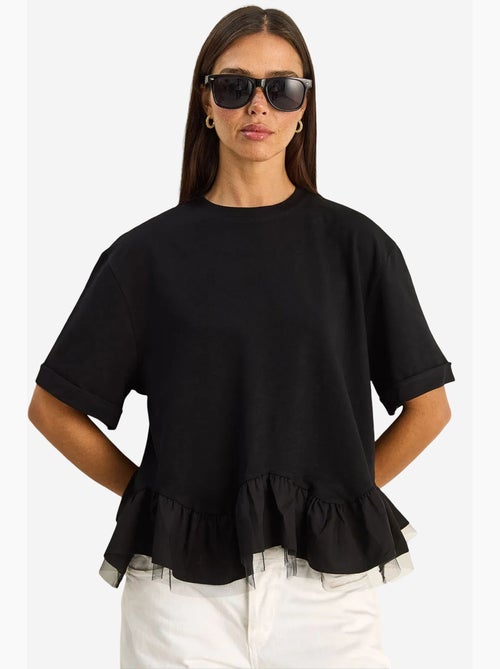 T-shirt feminina de algodão e elastano lucci - Kiabi