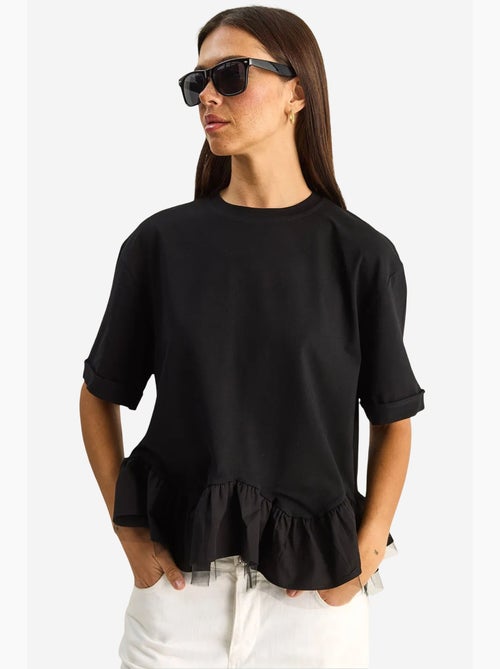 T-shirt feminina de algodão e elastano lucci - Kiabi