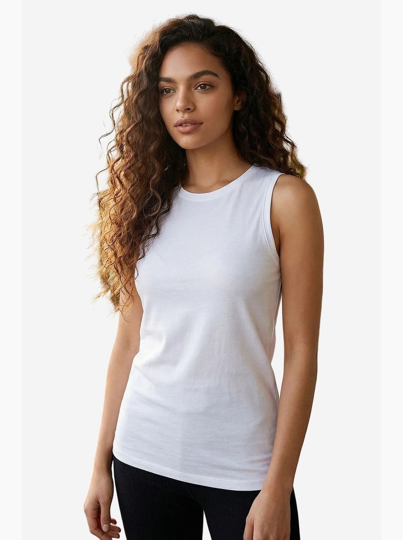 T-shirt feminina de algodão e elastano tommy Branco - Kiabi