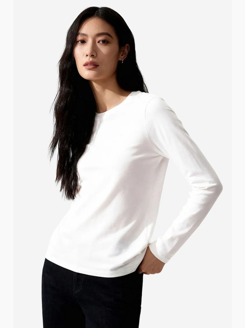 T-shirt feminina de algodão e elastano tommy Branco - Kiabi