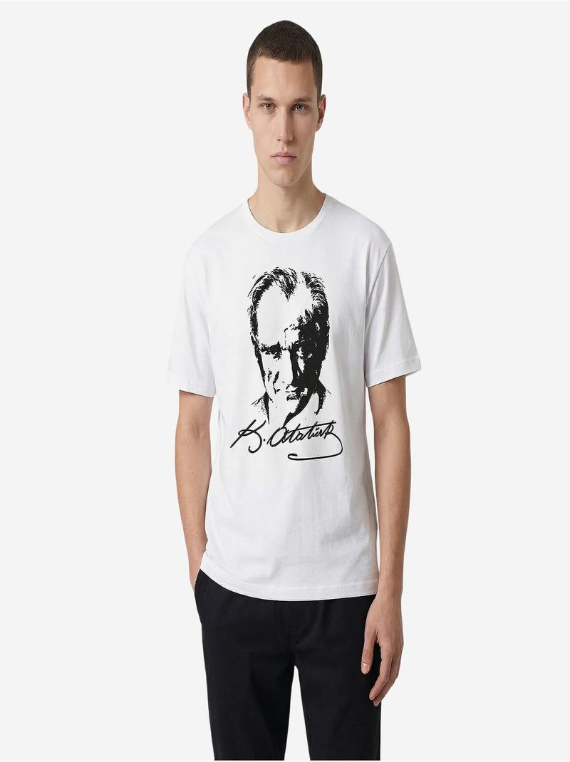 T-shirt feminina de algodão e elastano tommy Branco - Kiabi