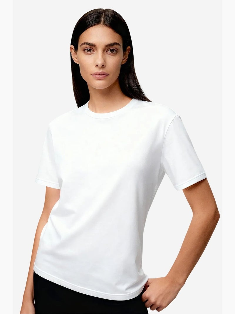 T-shirt feminina de algodão e elastano tommy Branco - Kiabi