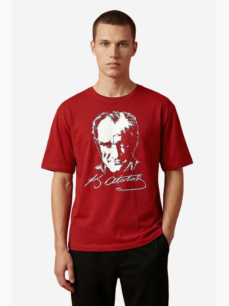 T-shirt feminina de algodão e elastano tommy Vermelho - Kiabi
