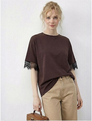 T-shirt feminina de algodão e poliéster lucci