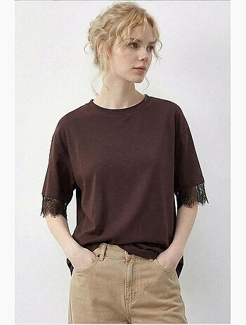 T-shirt feminina de algodão e poliéster lucci