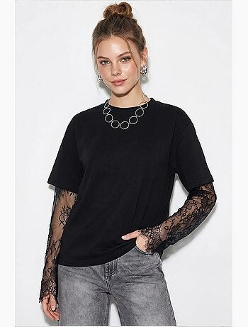 T-shirt feminina de algodão e poliéster lucci