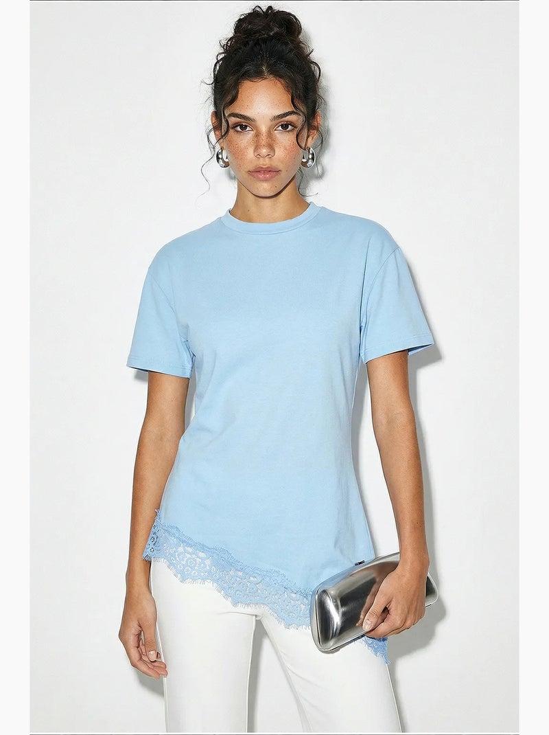 T-shirt feminina de poliéster e elastano lucci Azul-céu - Kiabi