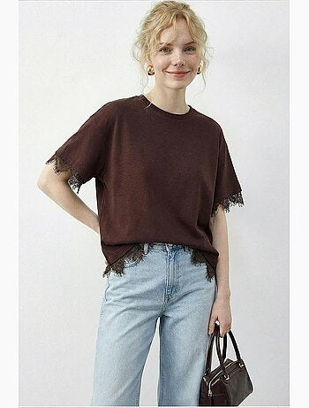 T-shirt feminina de poliéster e elastano lucci