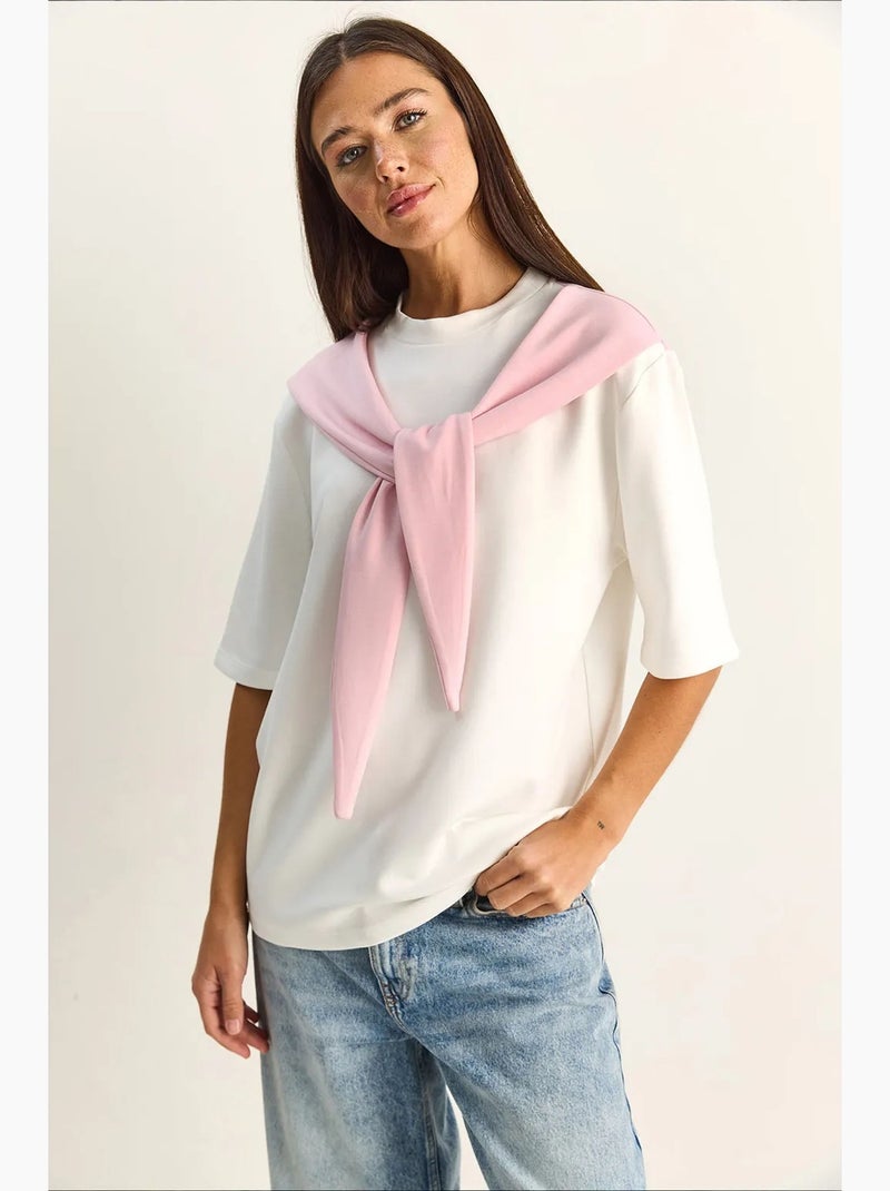 T-shirt feminina de poliéster e elastano lucci Rosa-pálido - Kiabi